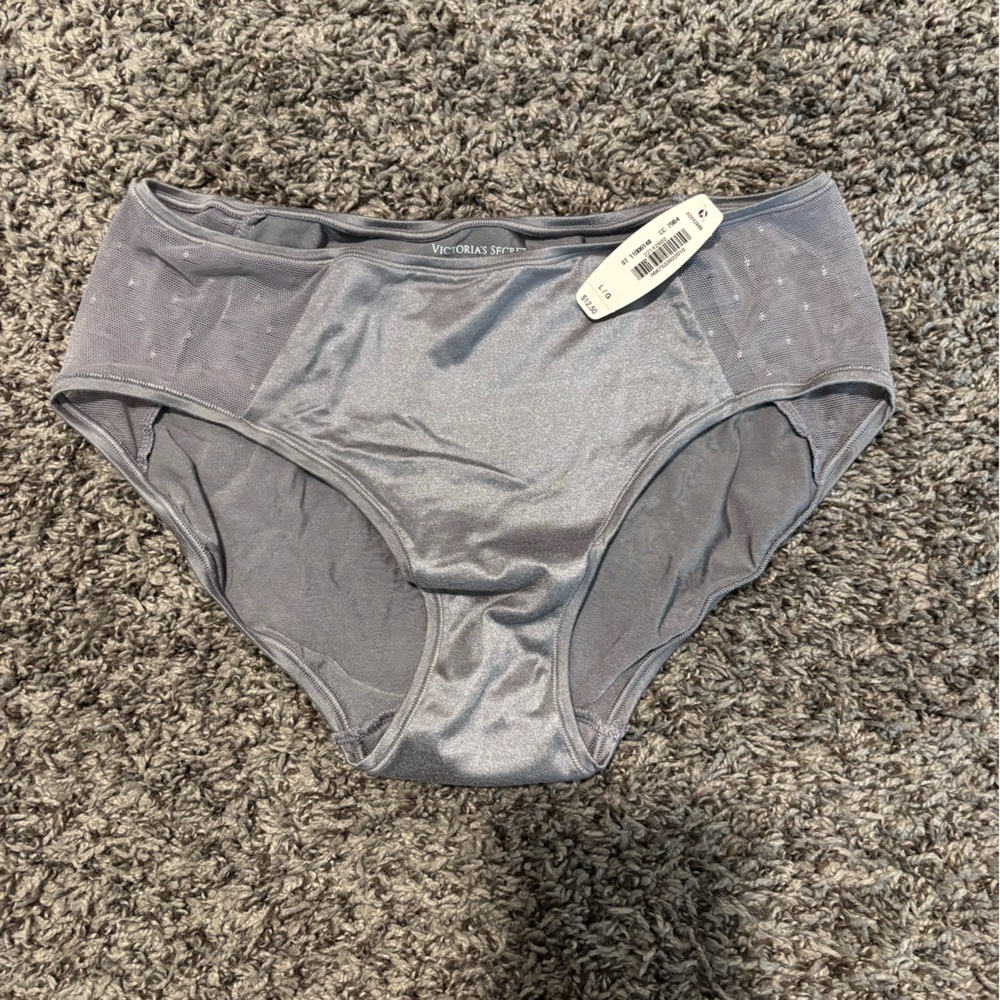 Victoria's Secret Gray Satin High-Cut Brief Panty